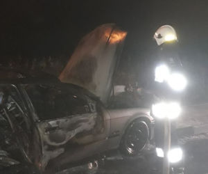 Pożar BMW w Krynkach