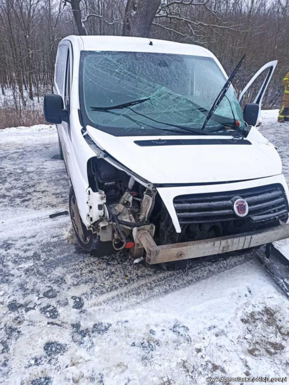 Roztrzaskał dostawczaka na drzewie. Gdy policjanci zajrzeli do bagażnika, zamarli