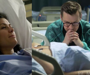 M jak miłość. Piotrek (Marcin Mroczek), Kinga (Katarzyna Cichopek) w szpitalu