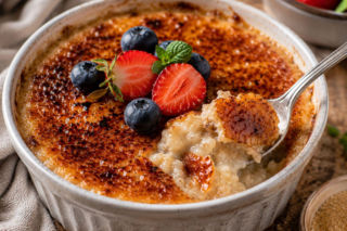 Owsiankę posypuję cukrem i zapiekam. Wierzch chrupie jak crème brûlée