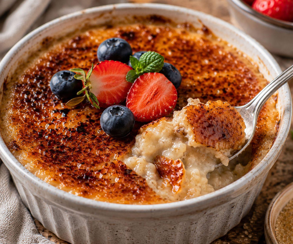 Owsiankę posypuję cukrem i zapiekam. Wierzch chrupie jak crème brûlée