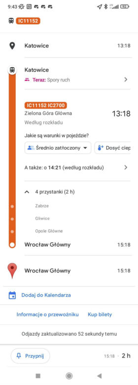 Nowa funkcjonalność dla pasażerów PKP Intercity! W Google Maps pojawiła się funkcja „Kup bilet”