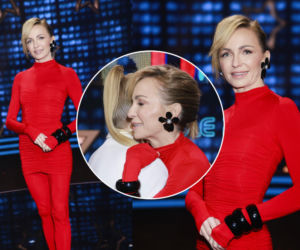 Odmieniona Anna Wyszkoni wbiła się w czerwony strój godny Dody. Rozpoznajecie ją jeszcze?