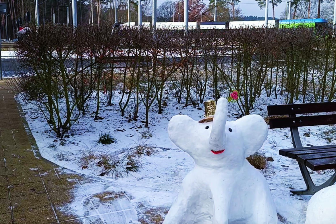 Rzeźby ze śniegu na pętli Głębokie