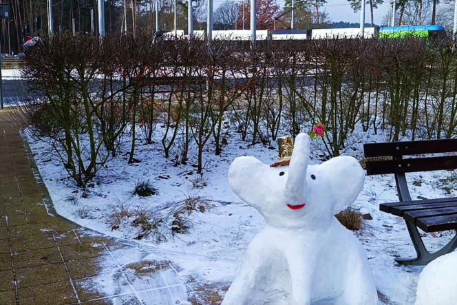 Rzeźby ze śniegu na pętli Głębokie