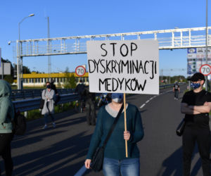 Protest medyków na granicy polsko-niemieckiej w Lubieszynie