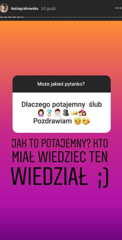 Katarzyna Grabowska na Instagramie o ślubie
