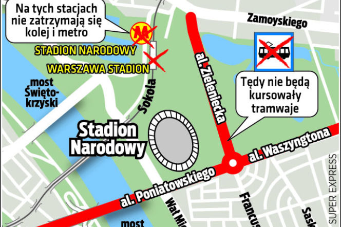 Stadion odcięty od świata