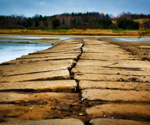 Rekordowo niski poziom wody w zalewie Brodzkim. Remont tamy i jazu Staszica w Brodach