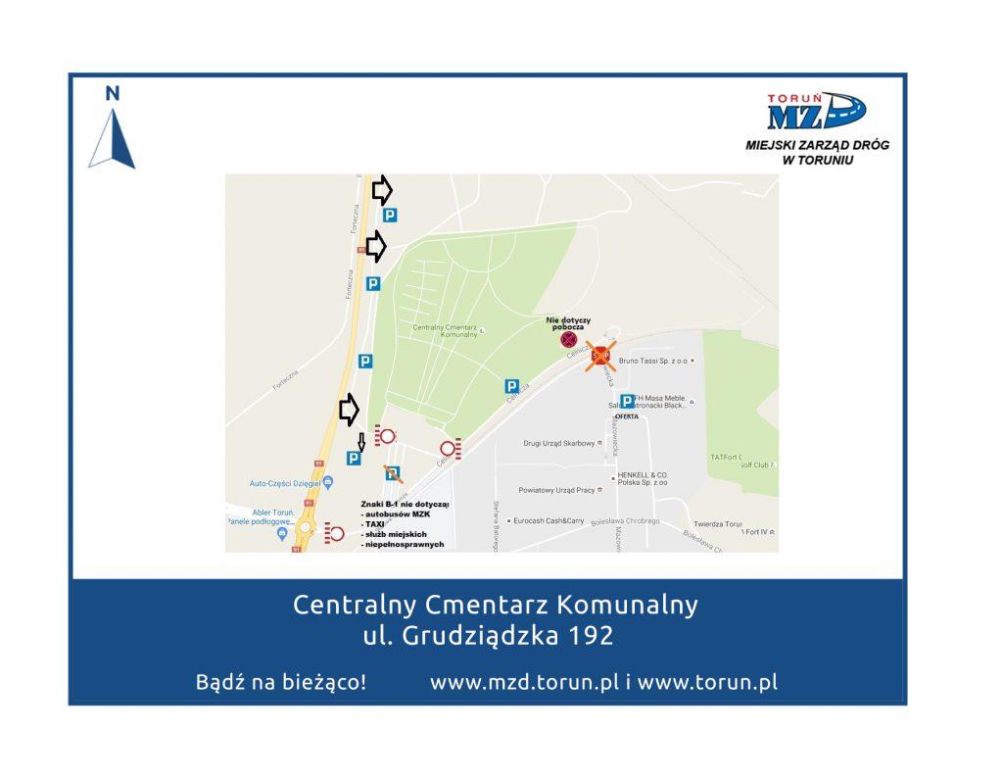 Organizacja ruchu przy cmentarzach na Wszystkich Świętych. 1 listopada w Toruniu