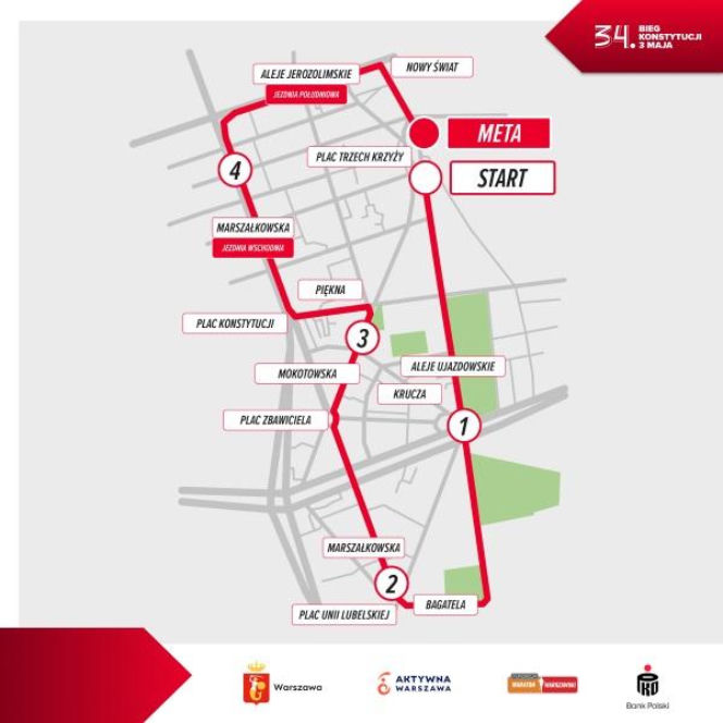 Bieg Konstytucji 3 Maja 2026 - trasa, mapa