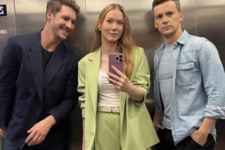 M jak miłość. Elżbieta (Katarzyna Dąbrowska), Marcin (Mikołaj Roznerski), Jakub (Krzysztof Kwiatkowski)