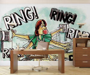  Tapeta w stylu pop - art na scianie w biurze