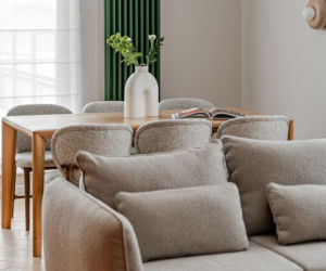 Mieszkanie w kolorach szałwiowej zieleni i ciepłej terakoty