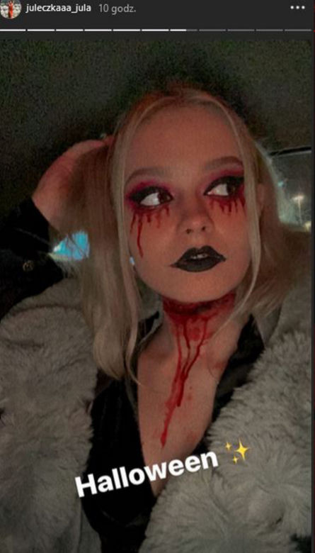 Julka Wróblewska przebrana na Halloween