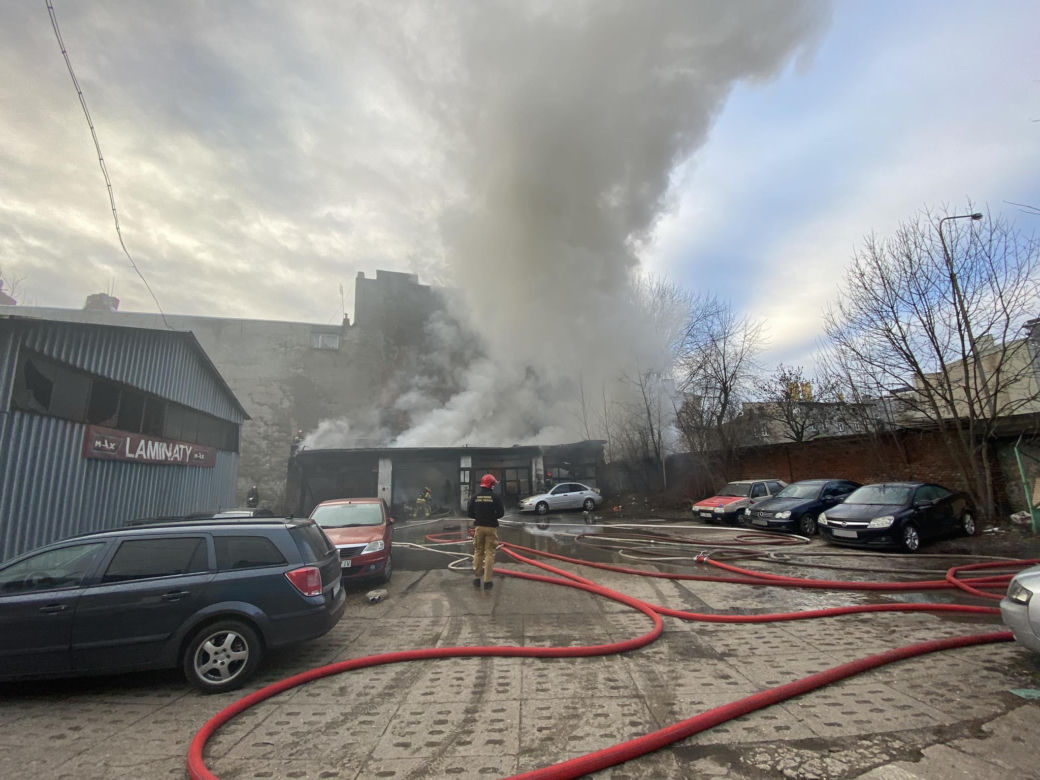 Pożar na ul. Dowborczyków w Łodzi