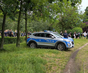 Kibice Kolejorza na meczu z Polonią Leszno