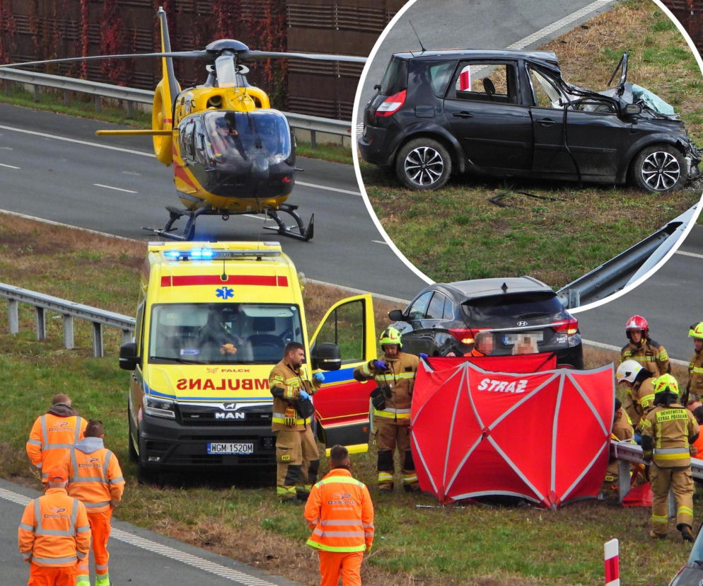 Tragedia na A2 pod Mińskiem Mazowieckim. Nie żyje kierowca osobówki. Droga zablokowana