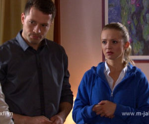 M jak miłość odc. 1082. Joanna (Barbara Kurdej-Szatan), Tomek (Andrzej Młynarczyk)