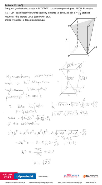 Matura 2022 matematyka rozszerzona: odpowiedzi i rozwiązania zadań