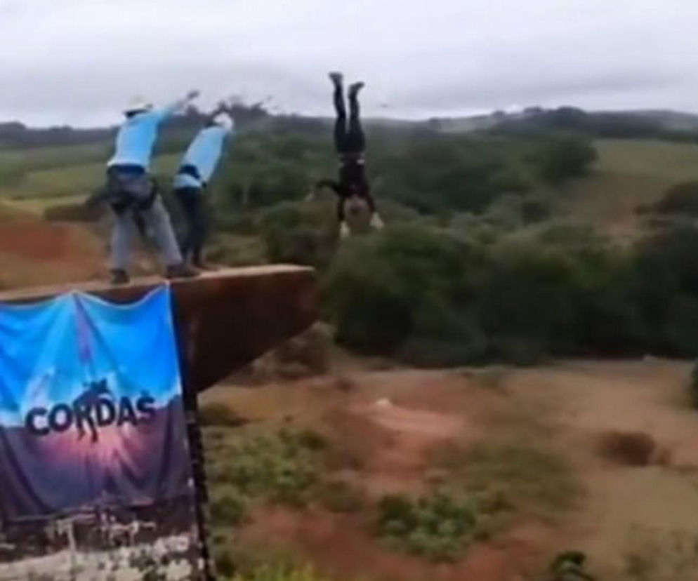 Horror podczas skoku na bungee! Zapomnieli o linie