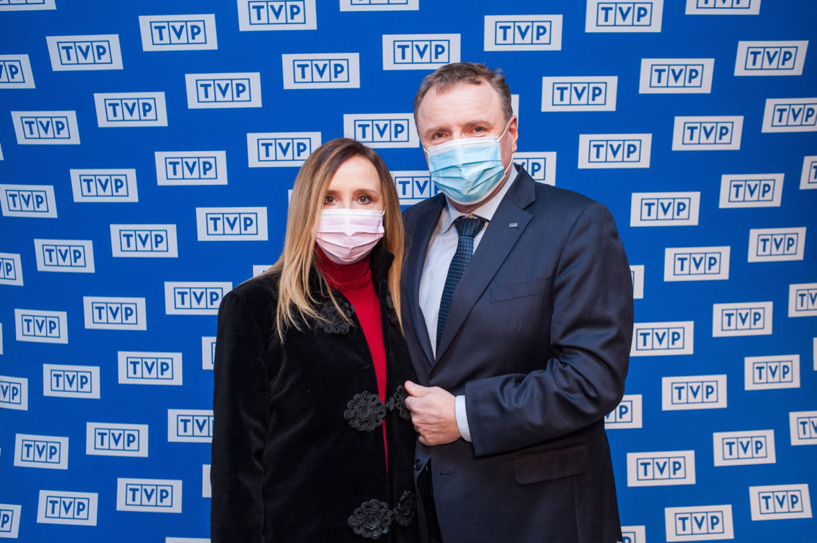 Jacek Kurski z żoną Joanną na premierze filmu „Marusarz. Tatrzański Orzeł”