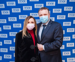 Jacek Kurski z żoną Joanną na premierze filmu „Marusarz. Tatrzański Orzeł”