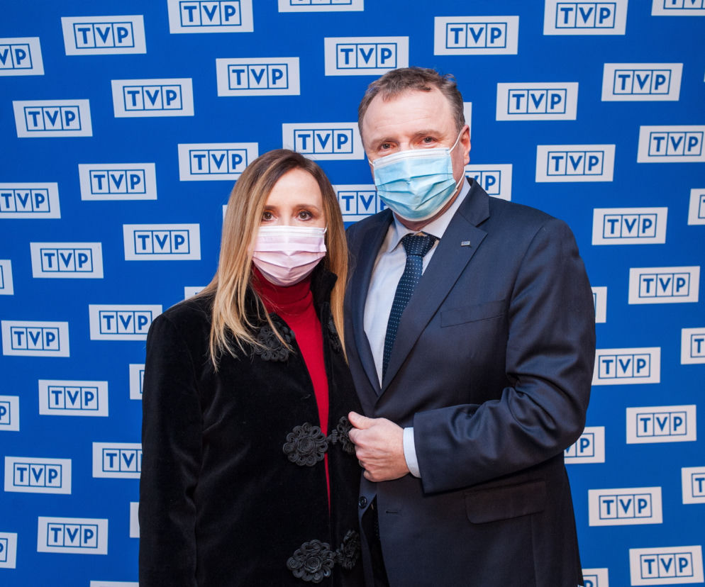 Jacek Kurski z żoną Joanną na premierze filmu „Marusarz. Tatrzański Orzeł”