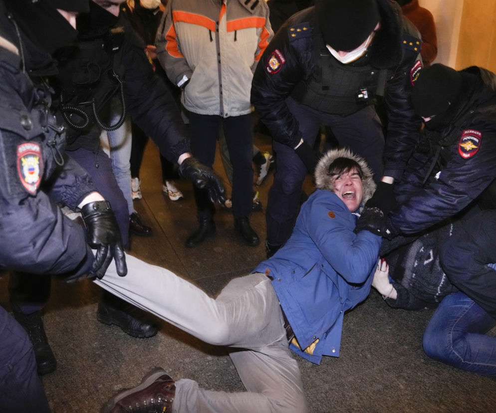Protesty w Rosji przeciwko wojnie z Ukrainą.