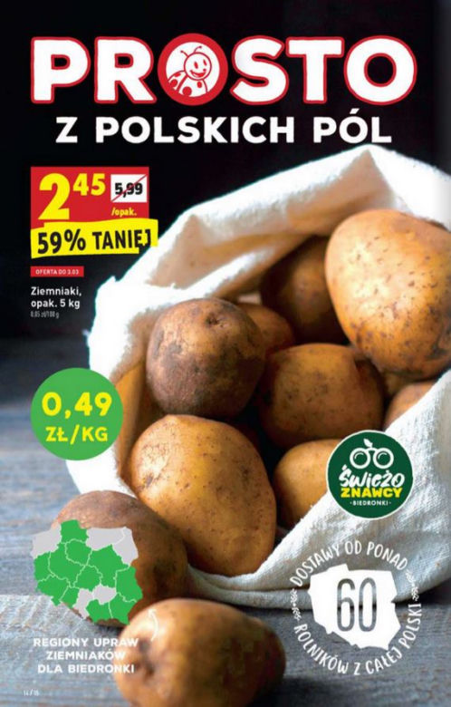 Ziemniaki 0,49 zł/kg