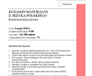 Arkusze z języka polskiego 2016