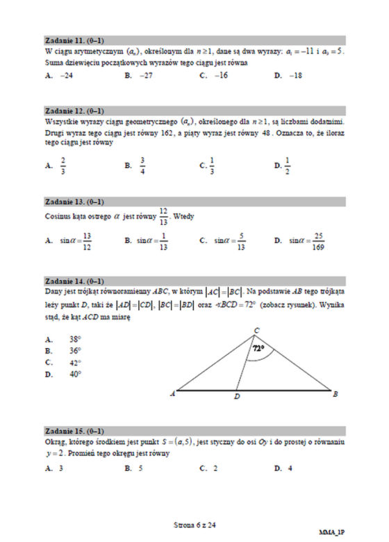 Matura poprawkowa 2019 - MATEMATYKA [ARKUSZE CKE, ZADANIA, ODPOWIEDZI]