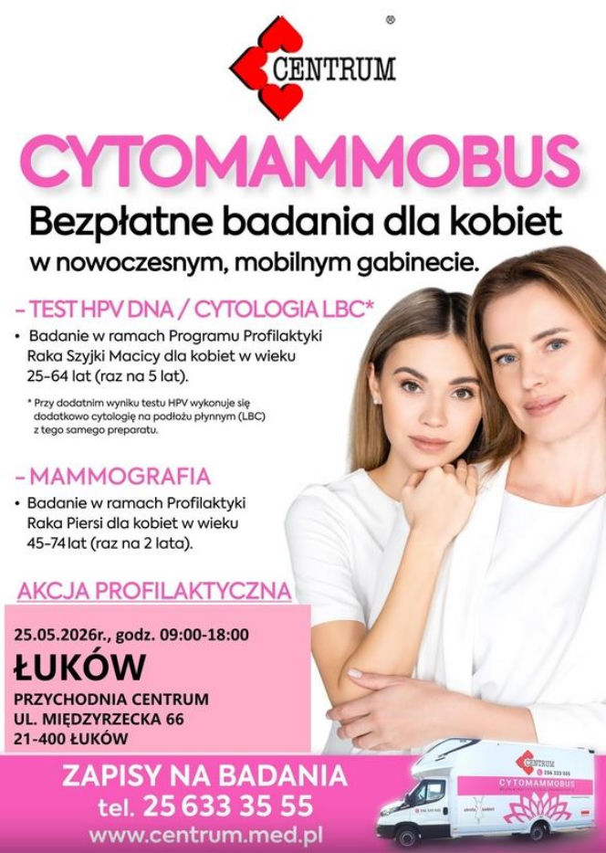 Bezpłatne badania profilaktyczne dla kobiet odbędą się w Łukowie