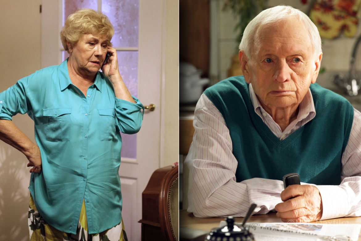 M jak miłość odc. 1009. Barbara Mostowiak (Teresa Lipowska), Lucjan Mostowiak (Witold Pyrkosz)