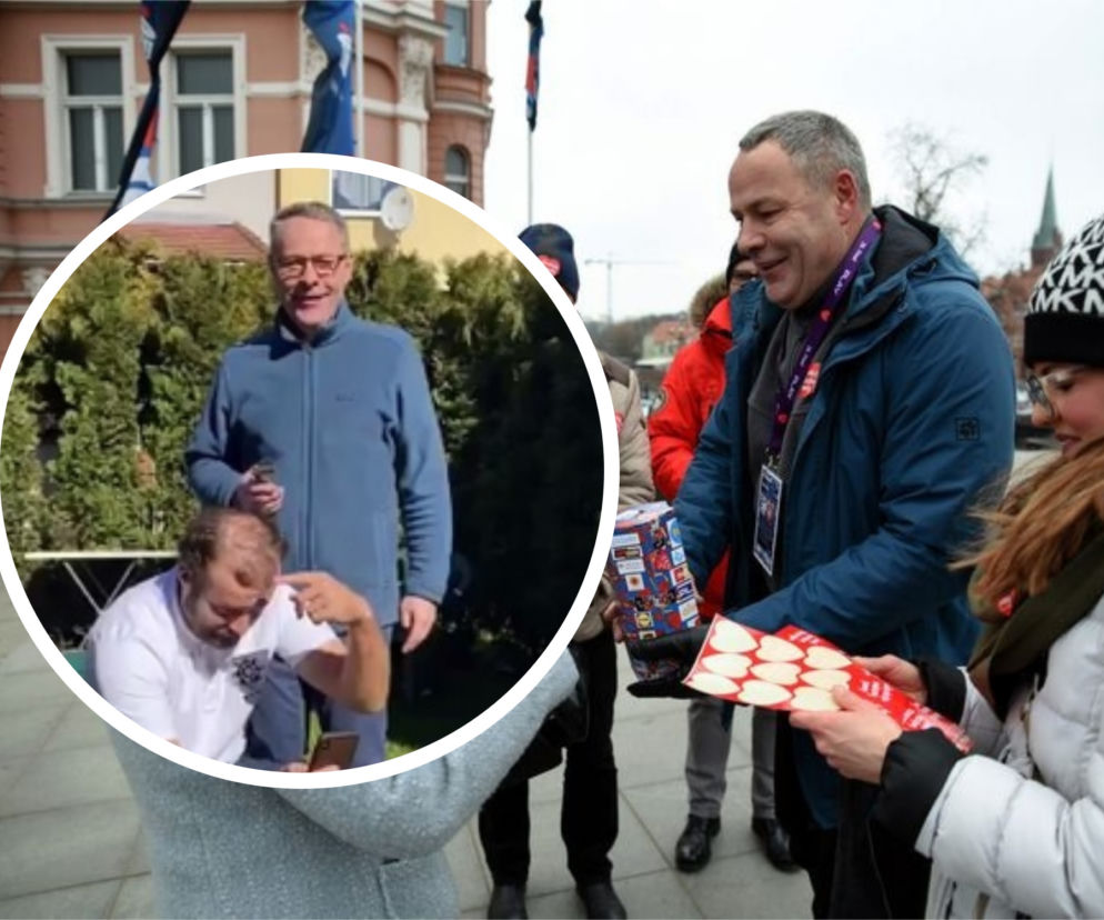 WOŚP 2021: Prezydent Rafał Bruski SAM obetnie włosy zwycięzcy licytacji dla WOŚP