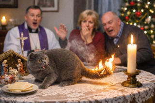 Podczas kolędy kot podpalił sobie ogon