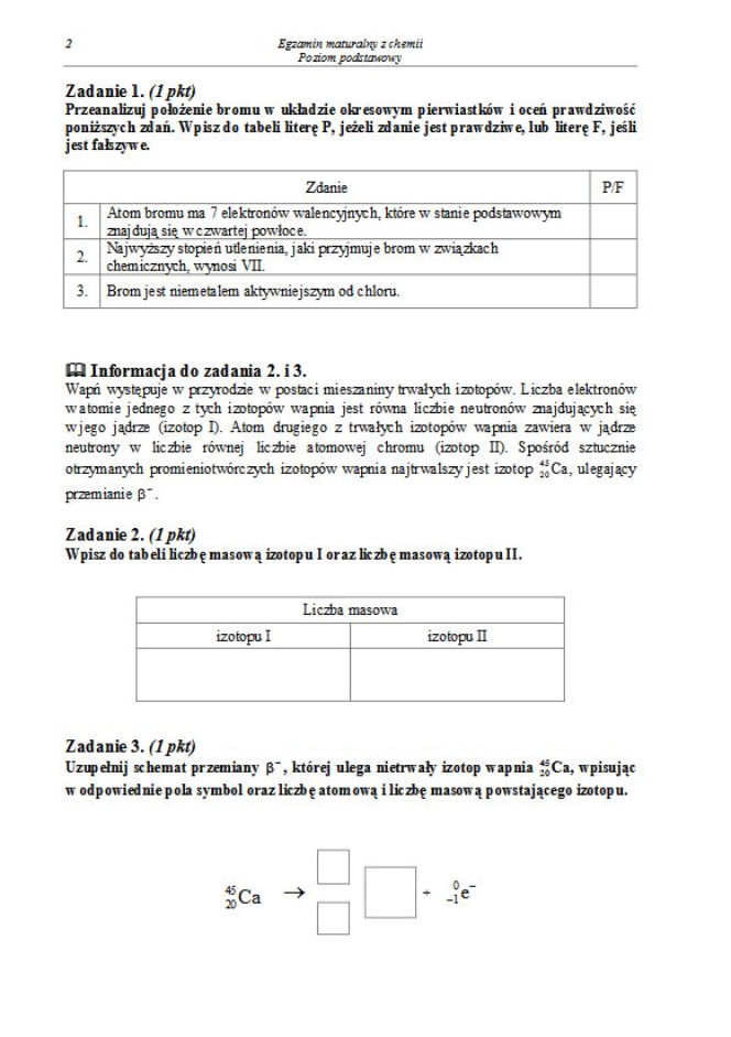 Chemia 2013 poziom podstawowy