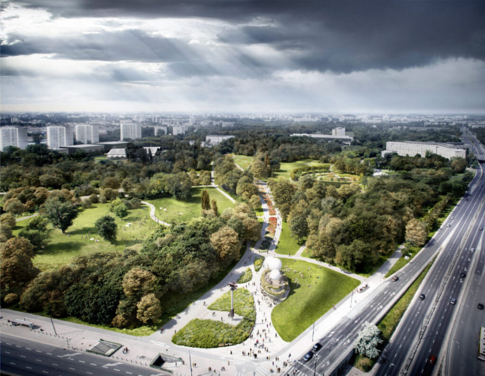 Modernizacja parku Pole Mokotowskie w Warszawie, proj. WXCA