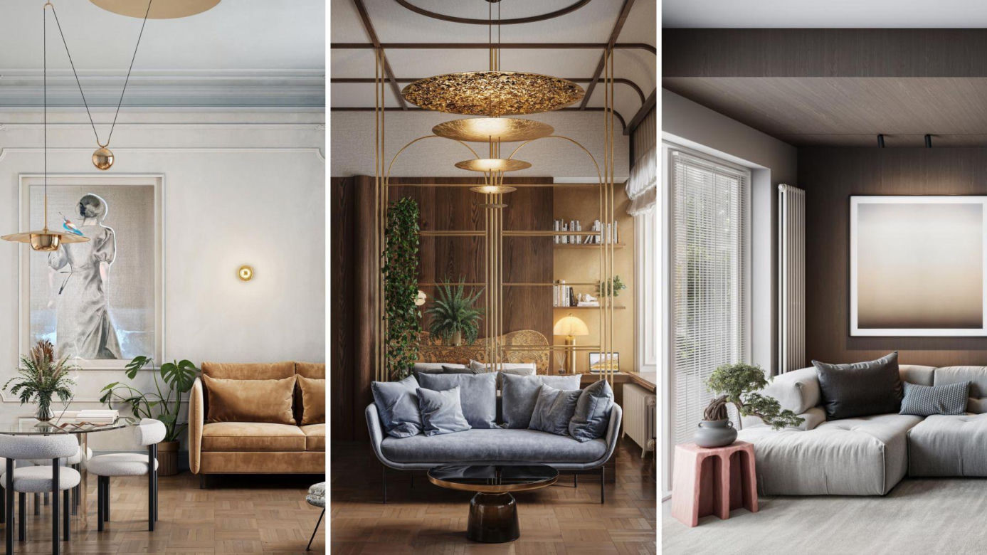 Trzy wnętrza w różnych stylach w jednej kamienicy: modern classic, art deco i modern