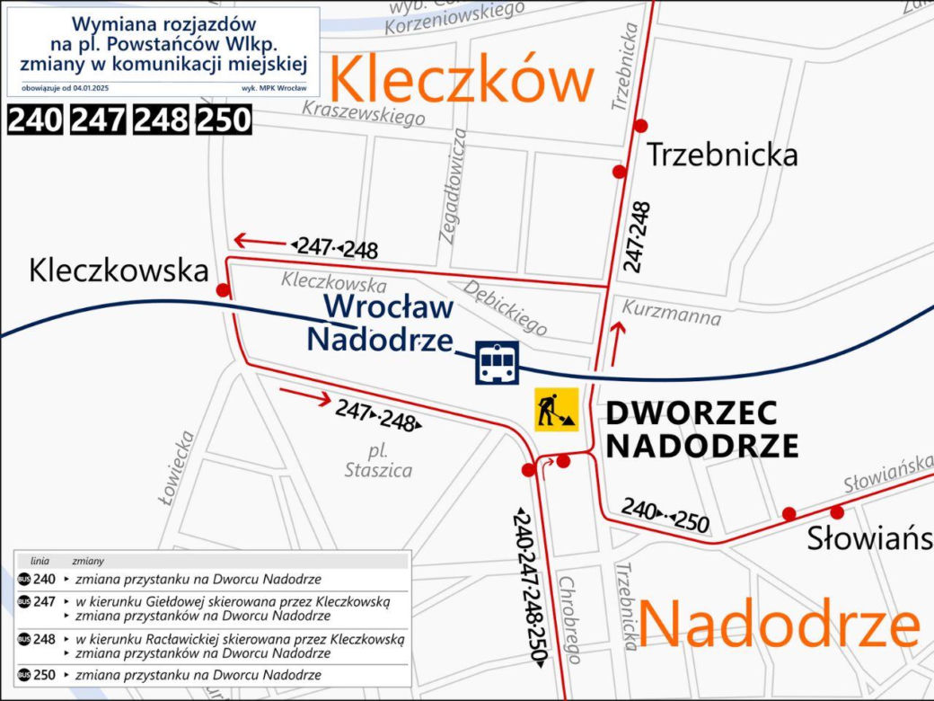 Remont pl. Powstańców Wielkopolskich we Wrocławiu. Te linie tramwajowe pojadą inaczej