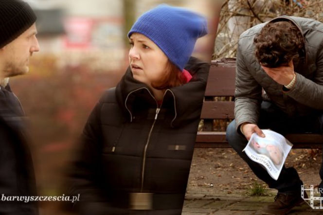 Barwy szczęścia. Renata (Magdalena Smalara), Arek (Paweł Domagała), Piotr Walawski (Piotr Jankowski)