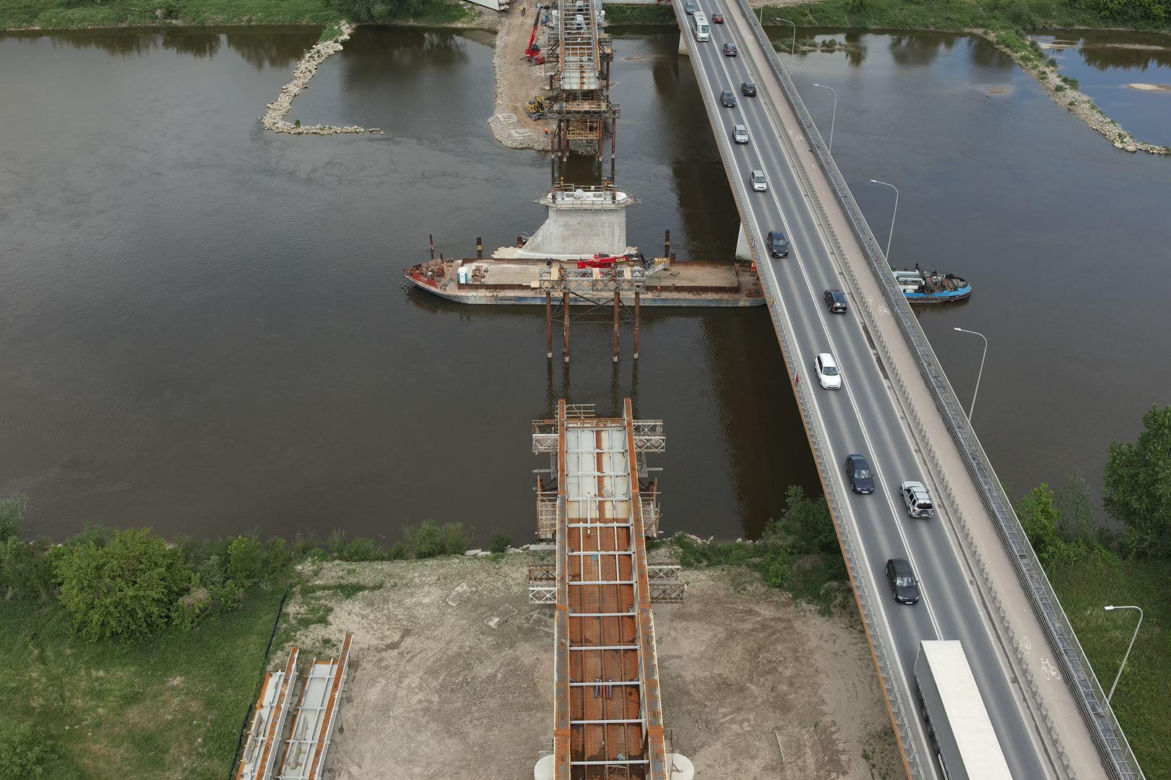 Budowa mostu na Wiśle w Sandomierzu. Maj 2024