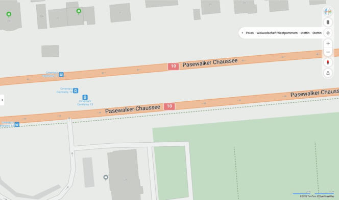 Niemieckie nazwy ulic w Szczecinie na mapach Bing