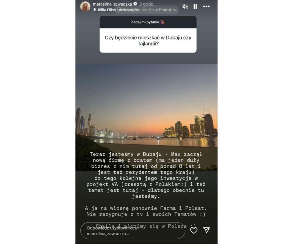 Marcelina Zawadzka przeprowadziła się do Dubaju. Nie zobaczymy jej już w "Farmie"?