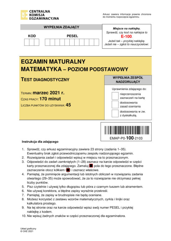 Matura próbna 2021: Matematyka. Odpowiedzi i arkusze sprawdzisz tutaj [CKE ODPOWIEDZI PYTANIA]