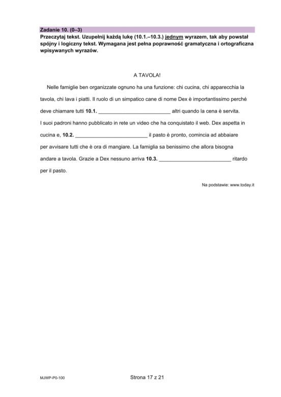 Matura 2025: włoski 7.05.2025. Arkusze CKE i odpowiedzi. Poziom podstawowy [Formuła 2023]	