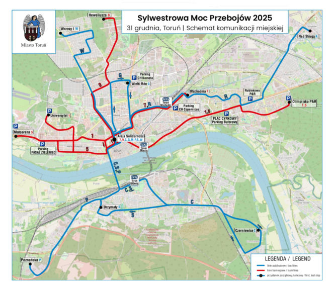 Sylwestrowa Moc Przebojów 2025/26 w Toruniu: Informacje organizacyjne