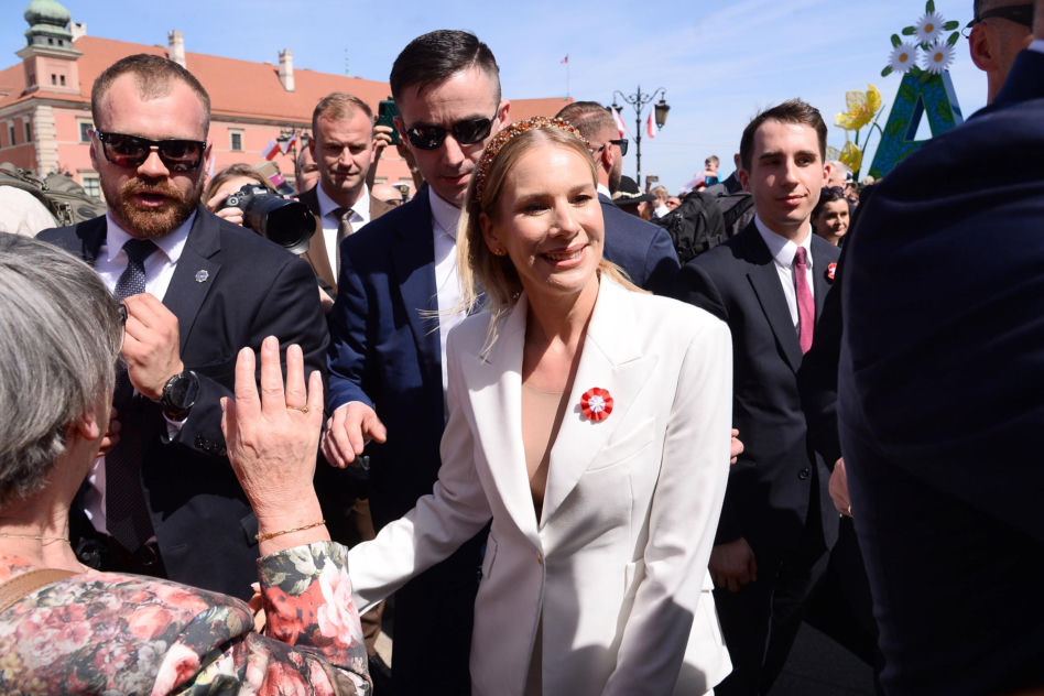 Warszawa. Święto Narodowe Trzeciego Maja. Para prezydencka na Placu Zamkowym w Warszawie