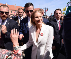 Warszawa. Święto Narodowe Trzeciego Maja. Para prezydencka na Placu Zamkowym w Warszawie