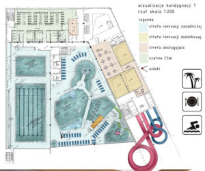 Rzut aquaparku, który powstanie w Chełmie. Autorami projektu są architekci z pracowni Schick & Partner Architekci